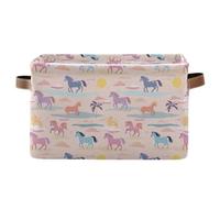 storage baskets Funny Beach Horse Pink folding and waterproof pantry baskets with sturdy handle bins Decor 2 Piecing for blanket stoarge