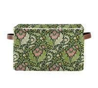 storage baskets Pink Carnation Green Leaves William Morris Foldable and waterproof foldable storage cubes baskets with sturdy handle rack Decoracion set of 2 for pantry cajas para guardar