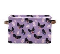 storage baskets Ukiyo-e-style Japanese Butterfly Purple collapsable and waterproof storage containers baskets with sturdy handle tubs unit 2 Piecing for shelves cajas decorativas para el closet
