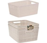Storage Baskets Woven Design Set of 6 (25 x 19cm) Libbi Lou Beige One Size