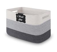 Storage Baskets Woven, Rtdep Small Storage Basket, Decorative Storage Baskets For Shelves, Cotton Rope Basket With Handle, Baby Toy Basket Organiser, Bathroom Towel Basket,Nursery Storage-1 Pack