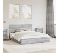 Storage Bed 160 x 200 cm Grey Sonoma Engineered Slatted Frame Drawers Headboard