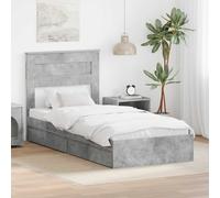 Storage Bed Concrete Grey 75 x 190 cm Engineered Wood