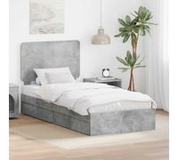 Storage Bed Concrete Grey 75 x 190 cm Engineered Wood