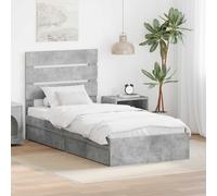 Storage Bed Concrete Grey 90 x 190 cm Engineered Wood