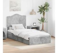 Storage Bed Concrete Grey 90 x 190 cm Engineered Wood