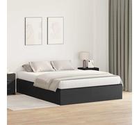 Storage Bed Frame Black Oak 160 x 200 cm Engineered Wood