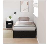 Storage Bed Frame Black Oak Engineered Wood 90x200 cm Low Lift-Up Hidden Storage