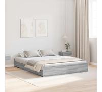 Storage Bed Frame Grey Sonoma 160x200cm Engineered Wood 4x Drawers Low Profile.
