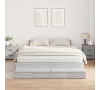 Storage Bed Frame Grey Sonoma 200x200 cm Berkfield Home Grey One Size