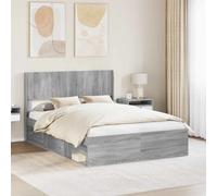 Storage bed frame Grey Sonoma King 160x200cm Engineered wood with storage in