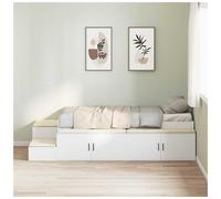 Storage Bed Frame Modern White Engineered Wood 80x200cm Narrow Twin Compact