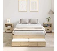 Storage Bed Frame Sonoma Oak 120x200cm Engineered Wood 4 Drawers 31.5cm Modern X