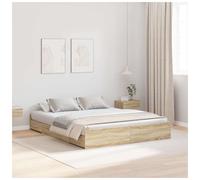 Storage Bed Frame Sonoma Oak 140x190 cm Engineered Wood 4 Drawer 193x140 Solid