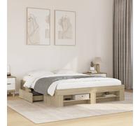 Storage Bed Frame Sonoma Oak 160 x 200 cm Engineered Wood Slatted Base Platform
