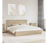 Storage Bed Frame Sonoma Oak 180 x 200 cm Engineered Wood Drawer with 2 drawers.