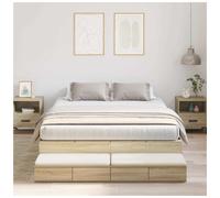 Storage Bed Frame Sonoma Oak Engineered Wood 150x200cm Small Single w/2 Drawers