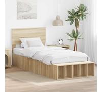 Storage Bed Frame White 100 x 200 cm Engineered Wood With 5 Shelves & Headboards [EEK: D]
