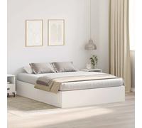 Storage Bed Frame White 140x190 cm Engineered Wood Low Profile Ottoman HingedBox