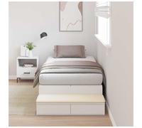 Storage Bed Frame White Engineered Wood 100x200cm Small Single with 2 Drawers UK