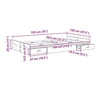Storage Bed Frame with Drawer with Headboard & footboard w/ Storage 120 x 190 cm