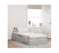 Storage Bed Light Grey Velvet Twin XL 100x203cm Metal Frame Hydraulic Lifted