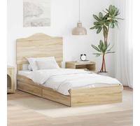 Storage Bed Sonoma Oak 90x190cm Engineered Wood with Underbed Drawer & Headboard