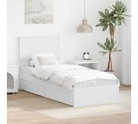 Storage Bed White Engineered Wood Super King 210x203x90cm Slatted Drawers Frame