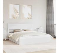Storage Bed White Super King 203x203x100cm Engineered Wood Slatted Drawer Modern