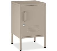 Storage Bedside Cabinet Lockable Metal Units Large 2 Compartments Key Beige