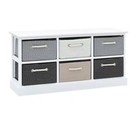 vidaXL Storage Bench 6 Drawers Wood Entryway Hall Cabinet Trunk Chest Stool