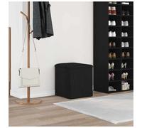 Storage Bench Black Oak 42x42x45 cm Engineered Wood Hidden Storage Slim Seat