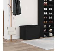 Storage Bench Black oak 62x42x45 cm Engineered Wood with Padded Dark Grey Seat