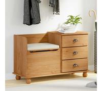 Storage Bench Brown Solid Pine Wood 100x39x62cm 3-Drawer Entryway Seat for Halls