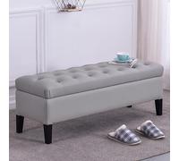 Storage Bench for Entryway Ottoman with Storage Bedroom Bench Small Foot of Bed Bench Multipurpose Ottoman Stylish Storage Solution Grey Upholstered Bench