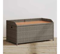 vidaXL Storage Bench Grey 100x50x52 cm Poly Rattan and Acacia Wood