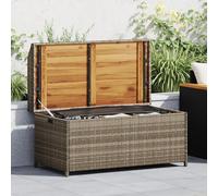 Storage bench Grey Brown PE rattan & Acacia Wood 100x50x52cm Outdoor Seat Bench