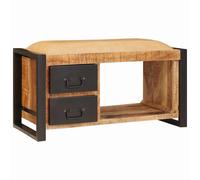 Storage Bench Industrial Brown Rustic Solid Mango Wood 80 x 35 x 40 cm 2 Drawers