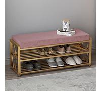 storage bench ottoman Storage Benches Elegant Velvet Entryway Bench,Murders Upholstered Bench With Padded Cushion,Luxury Gold Legs For Living Room Home Bedr (Pink 80x35x45cm(31x14