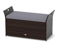 Storage Bench Outdoor Bench with Hand-woven PE Rattan Wicker COSTWAY Grey One Size