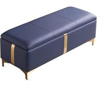 Storage bench Storage Ottoman Bench,Rectangular End Of Bed Bench With Storage,Modern Decorative Furniture Living Room Entryway Upholstered Shoes Changing Stool,Navy Blue-90x45x42cm