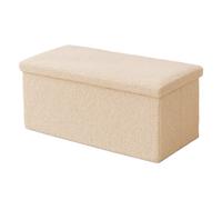 Relaxdays folding storage bench, teddy fabric, upholstered, hallway, bedroom, HWD: 38x76x38 cm, beige