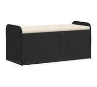 Storage Bench with Cushion Outdoor Bench Patio Storage Box Poly Rattan vidaXL