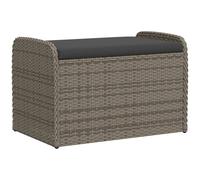 vidaXL Storage Bench with Cushion - Brown Poly Rattan Outdoor Box - Water- Bag/Comfortable Seat - For Garden, Patio, Deck - 80x51x52 cm