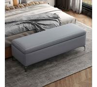 Storage Bench with Shoe Storage Rectangular Leather Ottoman for Entryway Toy and BlanketDark Grey 80cm Footrest Furniture