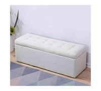 Storage Bench with Upholstered Seat, Footrest, Shoe Rack for Living Room, Hallway, Bedroom - White Storage Seat (120x40x40cm)