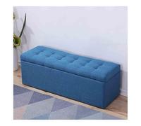 Storage Bench with Upholstered Seat, Storage Stool, Shoe Rack for Living Room, Entryway, Bedroom, Bed Bench (Blue, 120x40x40cm) - Stylish & Functional Furniture