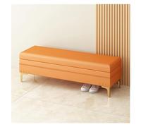 Storage benches Storage Bench Upholstered Storage Bench with Nailhead Trim | Ottoman with Storage for Living Room & Bedroom | Decorative Home Fur End of,Orange-120 * 40 * 40cm