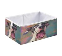 Storage Bin Foldable Storage Cube Kids Room Organization 11.02x11.02x11.02in Cartoon Funny Great Dane Dogs Fear