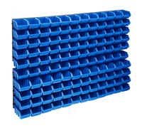 Storage Bin Kit Blue/Black Plastic 128pc Wall Panels 350x382x18mm Stackable Set